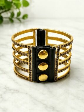 Black Rhinestone & Gold Bracelet